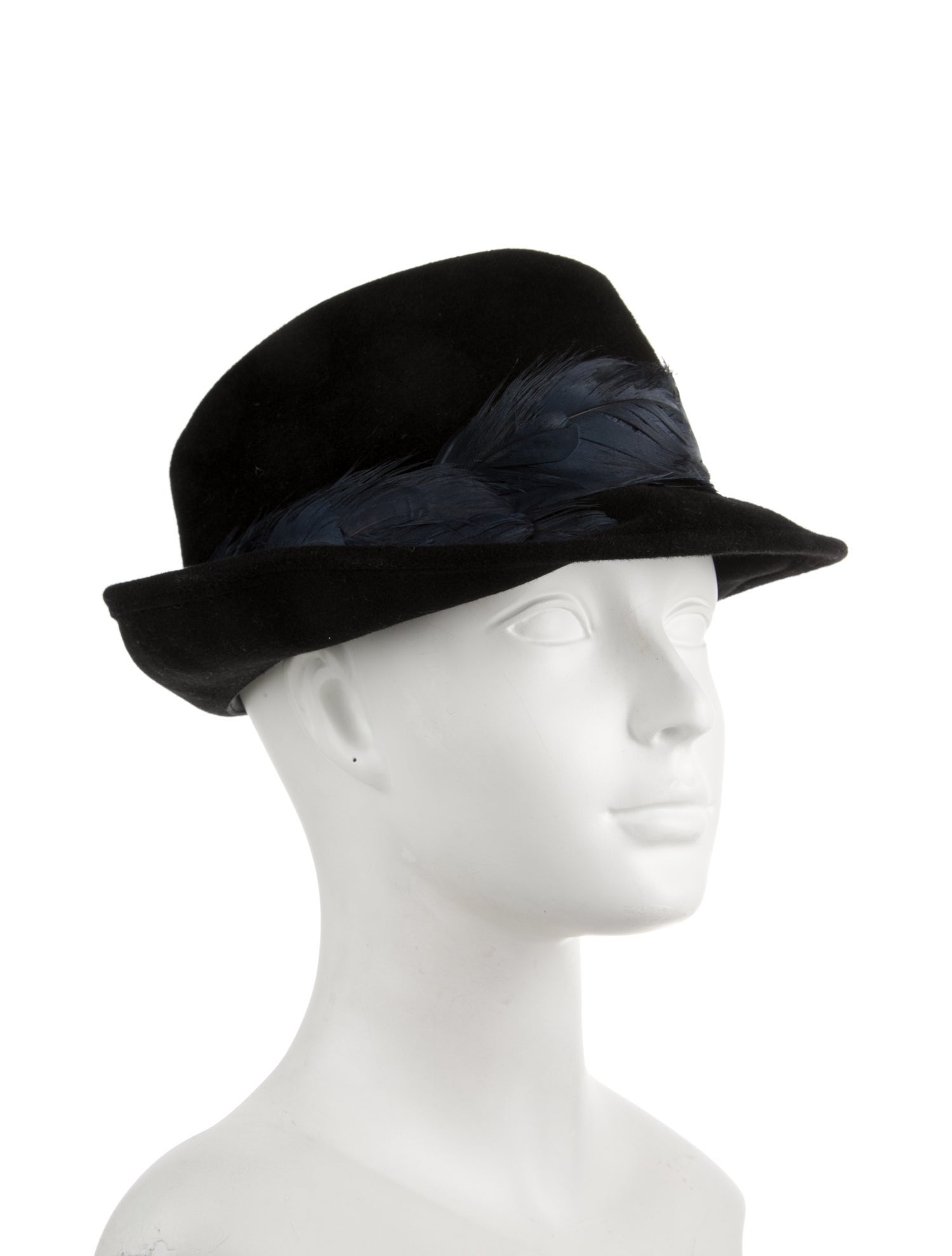 Eugenia Kim Rabbit Hair Bowler Hat w/ Feather Trim At Closure