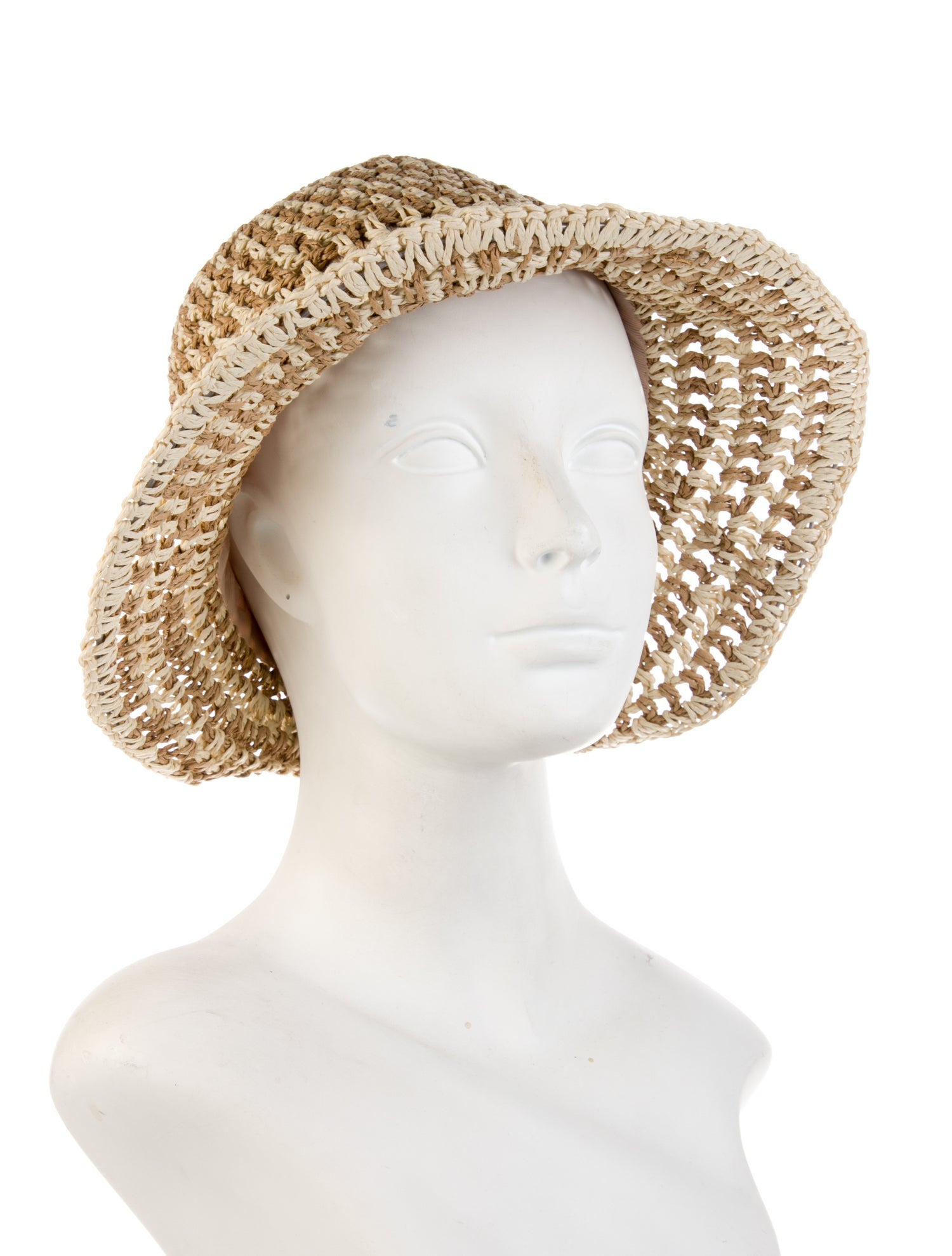 Eugenia Kim Pattern Print Straw Woven Bucket Hat w/Tags