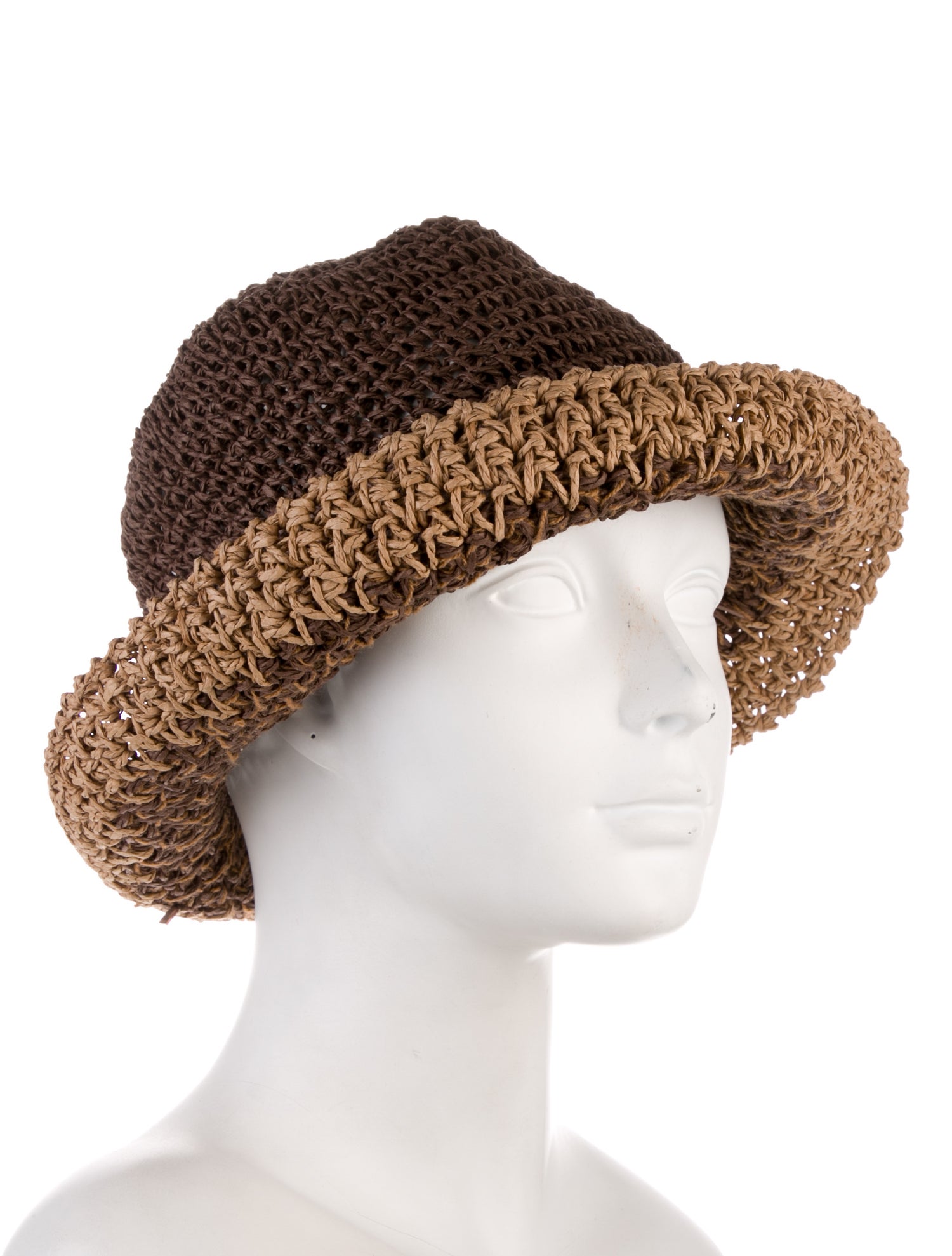Eugenia Kim Pattern Print Straw Woven Bucket Hat w/Tags