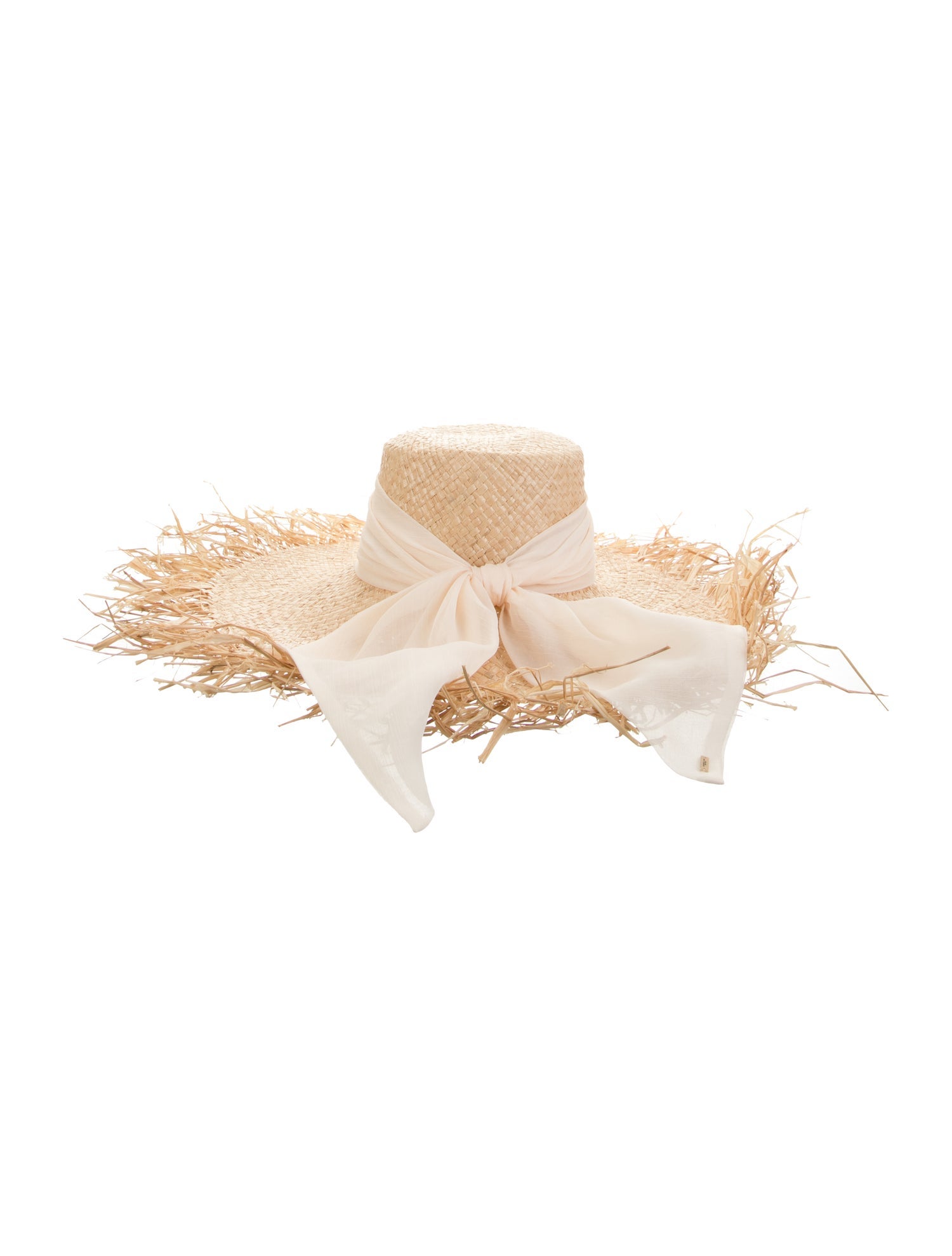 Eugenia Kim The Montegallo Big Fringe Straw Hat Features Wide Brim Frayed Edge w/Tags