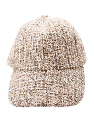 Pre-owned Eugenia Kim Tweed Baseball Cap In Gold