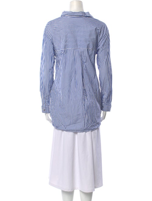 Eudon Choi Striped Mock Neck Button-Up Top