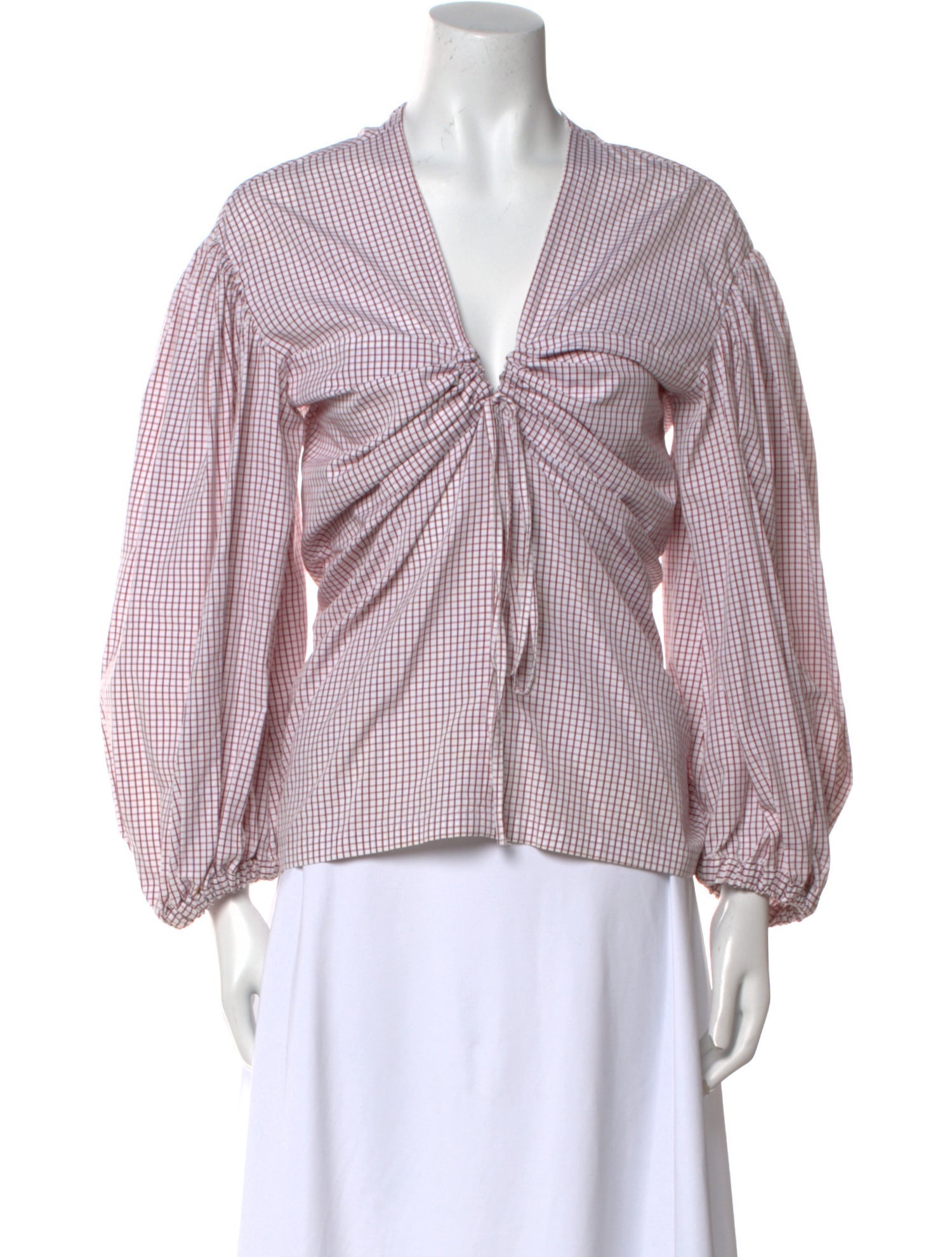 Eudon Choi Plaid Print V-Neck Blouse