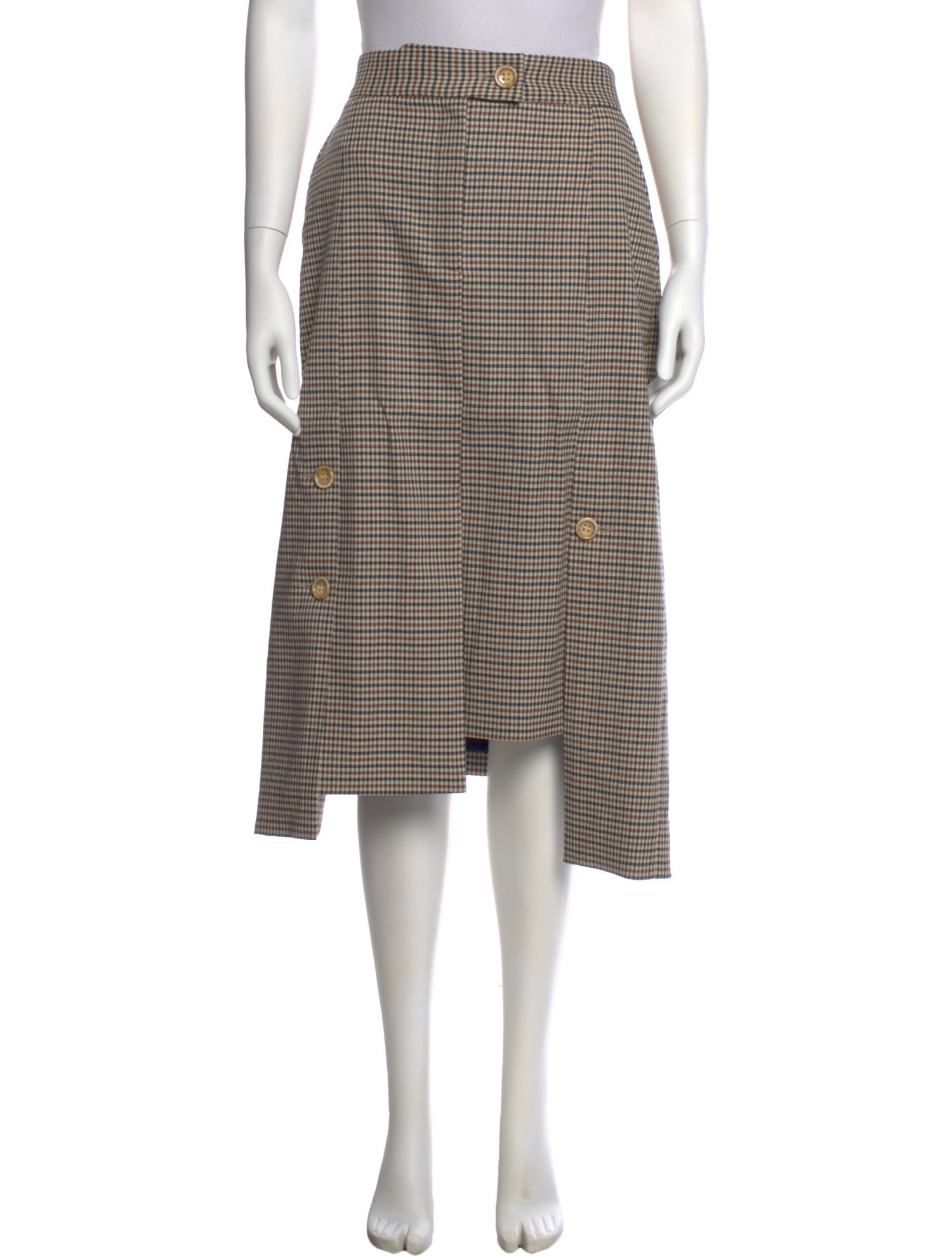 Eudon Choi Plaid Print Midi Length Skirt