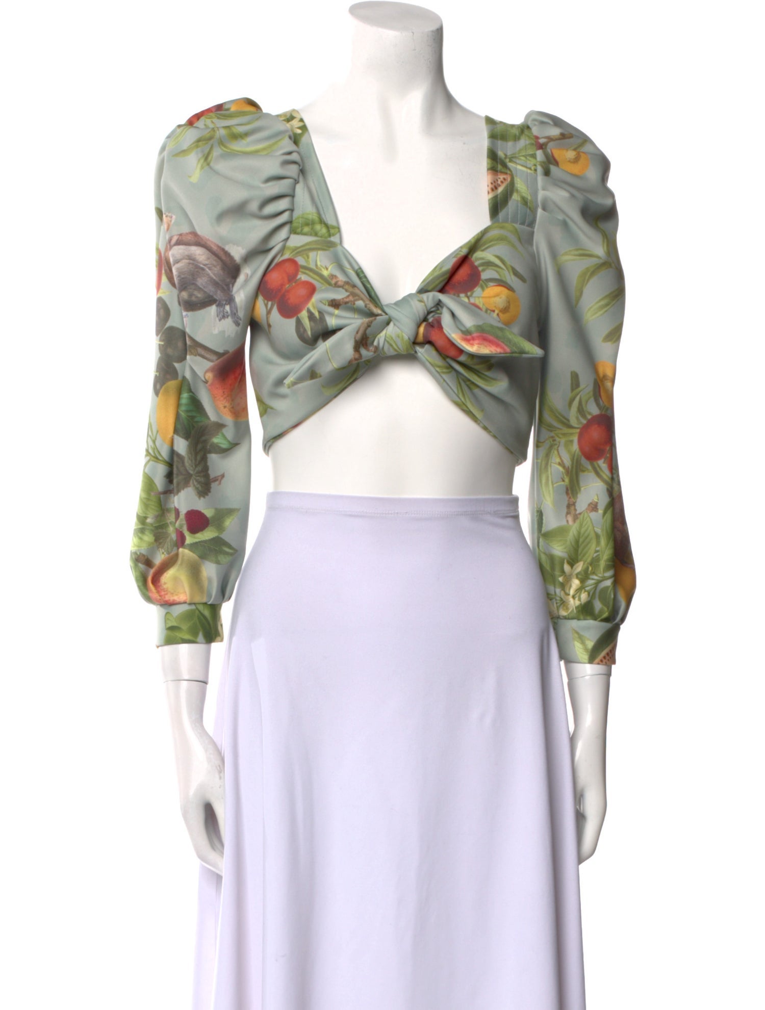 Eugenia Fernandez Floral Print V-Neck Crop Top