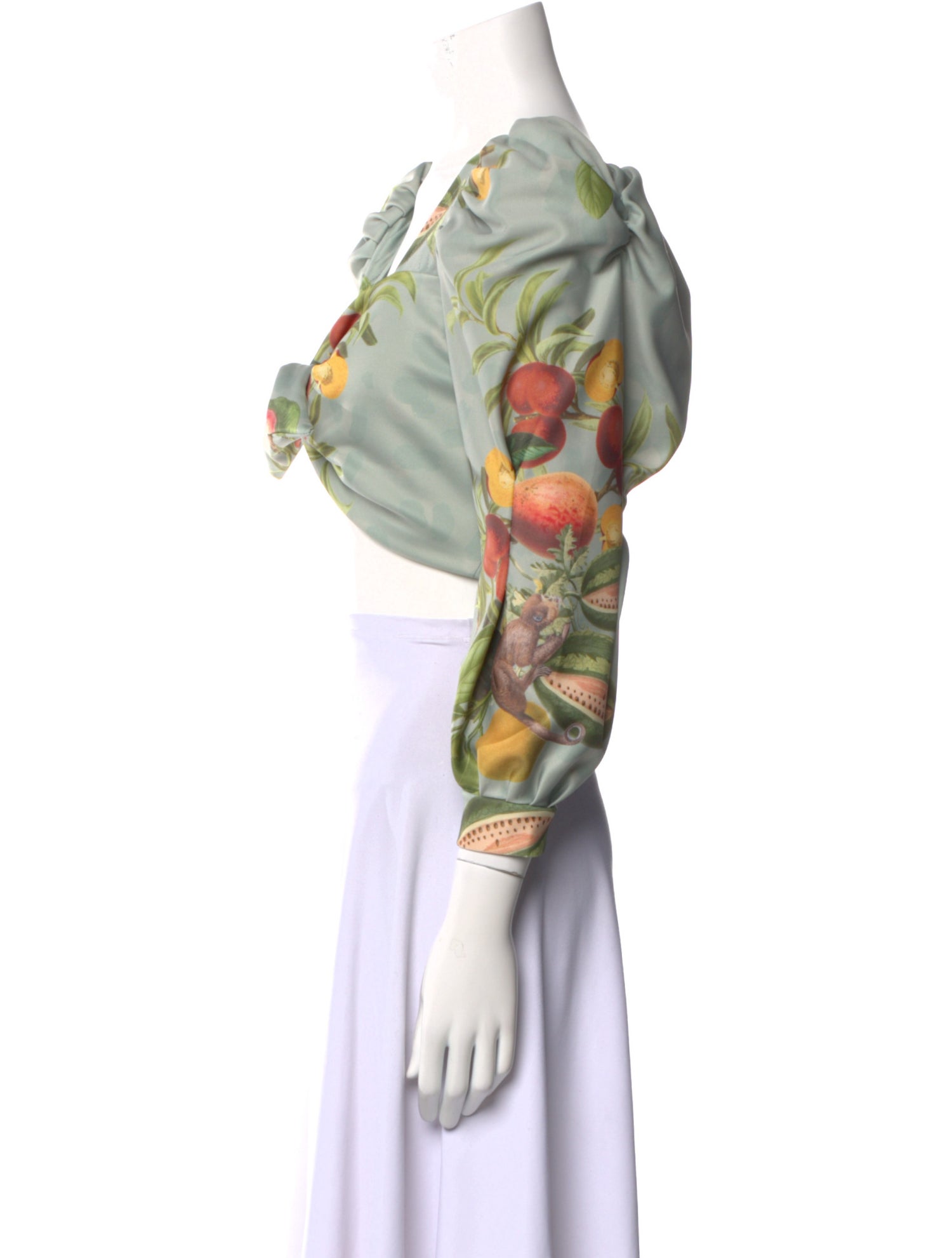 Eugenia Fernandez Floral Print V-Neck Crop Top