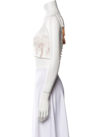 Eugenia Fernandez Square Neckline Sleeveless Crop Top