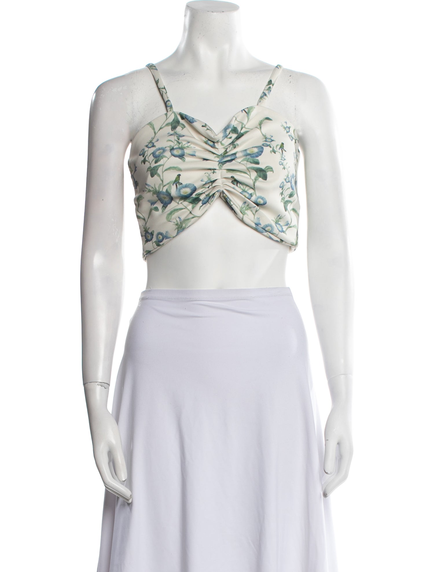 Eugenia Fernandez Floral Print V-Neck Crop Top