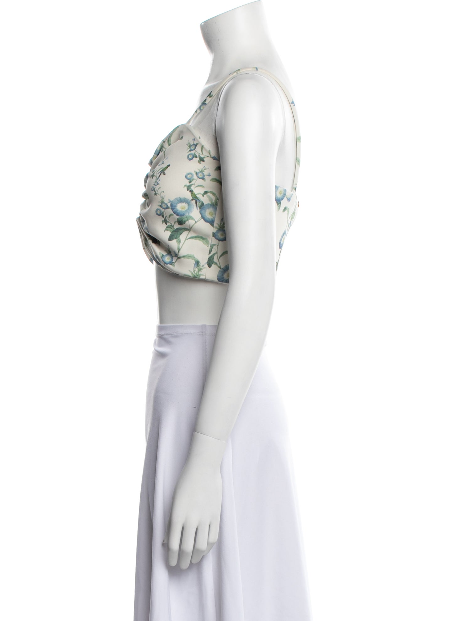 Eugenia Fernandez Floral Print V-Neck Crop Top