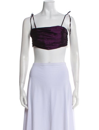 Eugenia Fernandez Square Neckline Sleeveless Crop Top