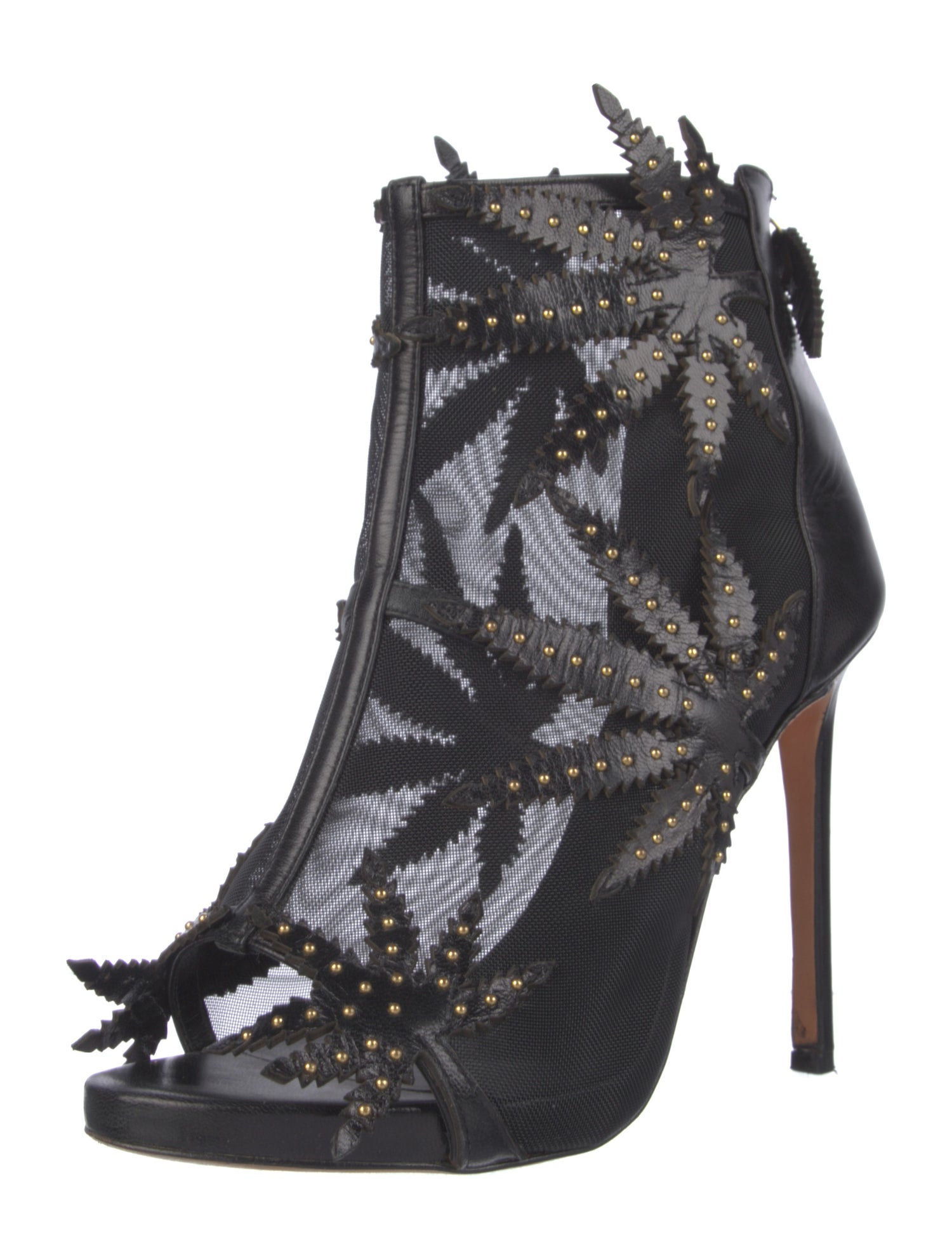 Eugène Riconneaus Leather Mesh Accents Pumps