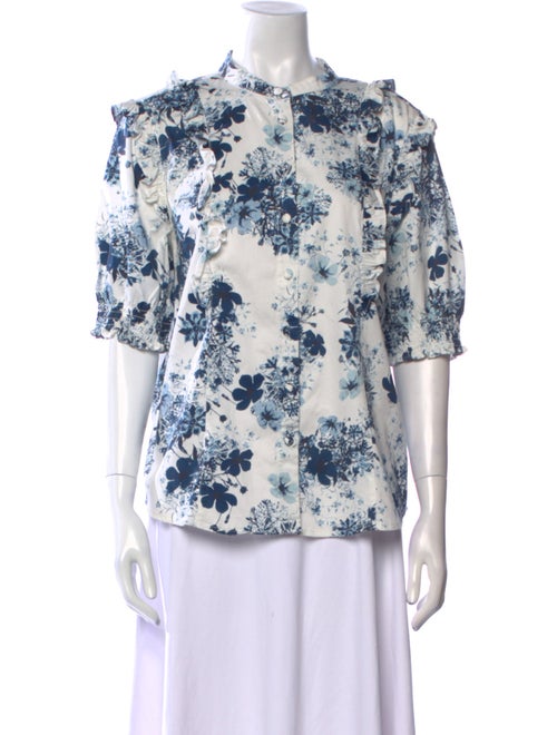 Erdem x Universal Standard Floral Print Mock Neck Button-Up Top