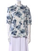 Erdem x Universal Standard Floral Print Mock Neck Button-Up Top