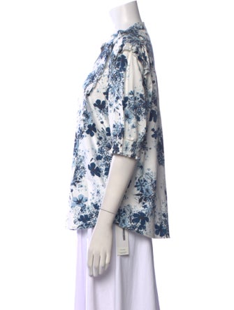 Erdem x Universal Standard Floral Print Mock Neck Button-Up Top