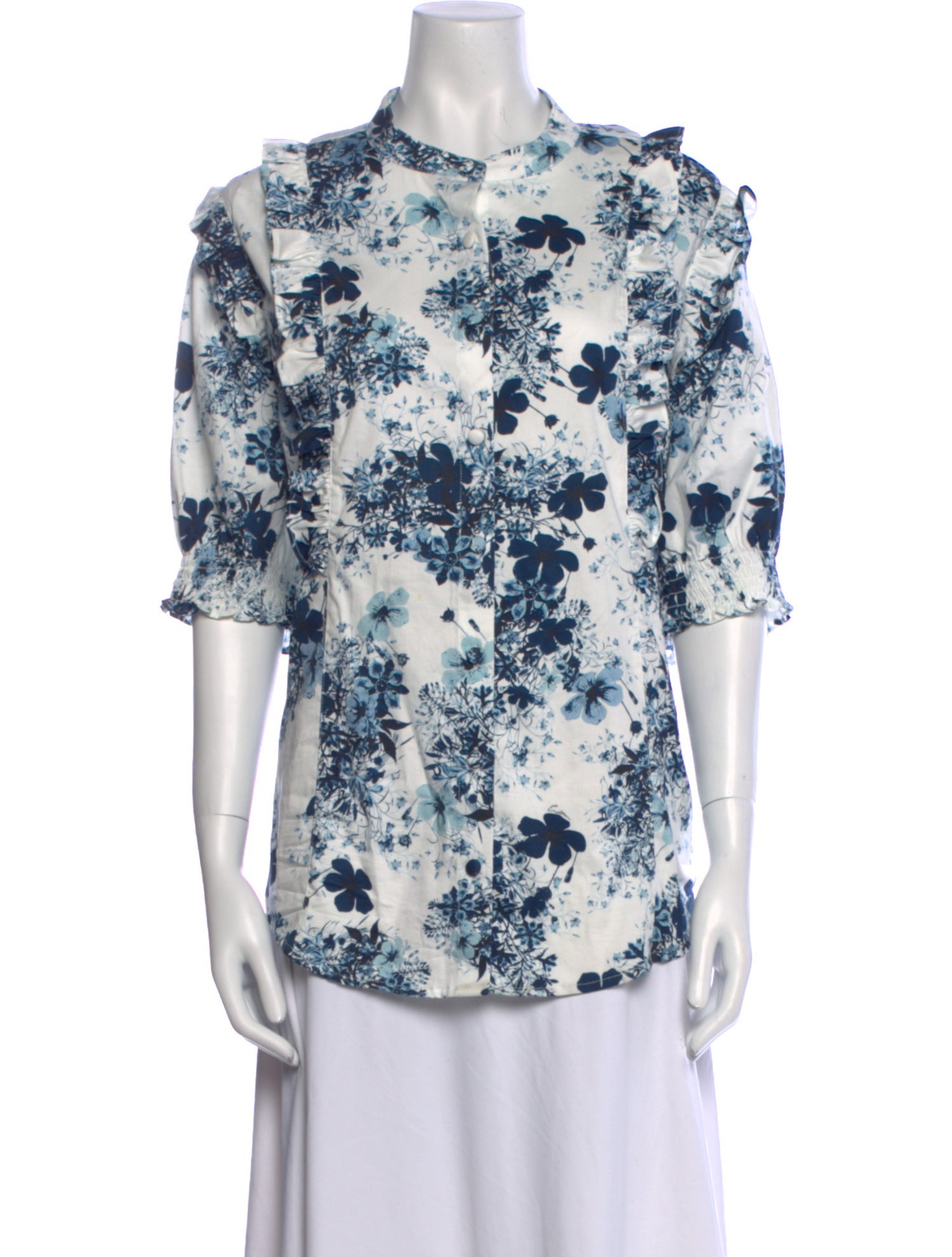 Erdem x Universal Standard Floral Print Crew Neck Button-Up Top w/ Tags