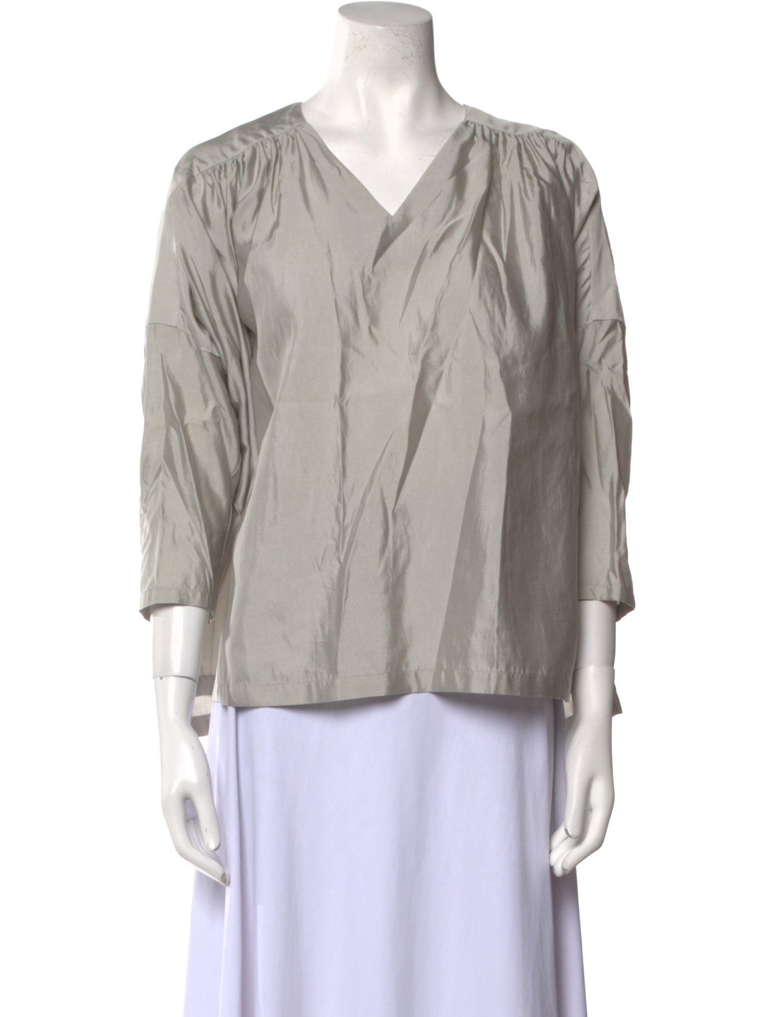 Evam Eva Silk V-Neck Blouse