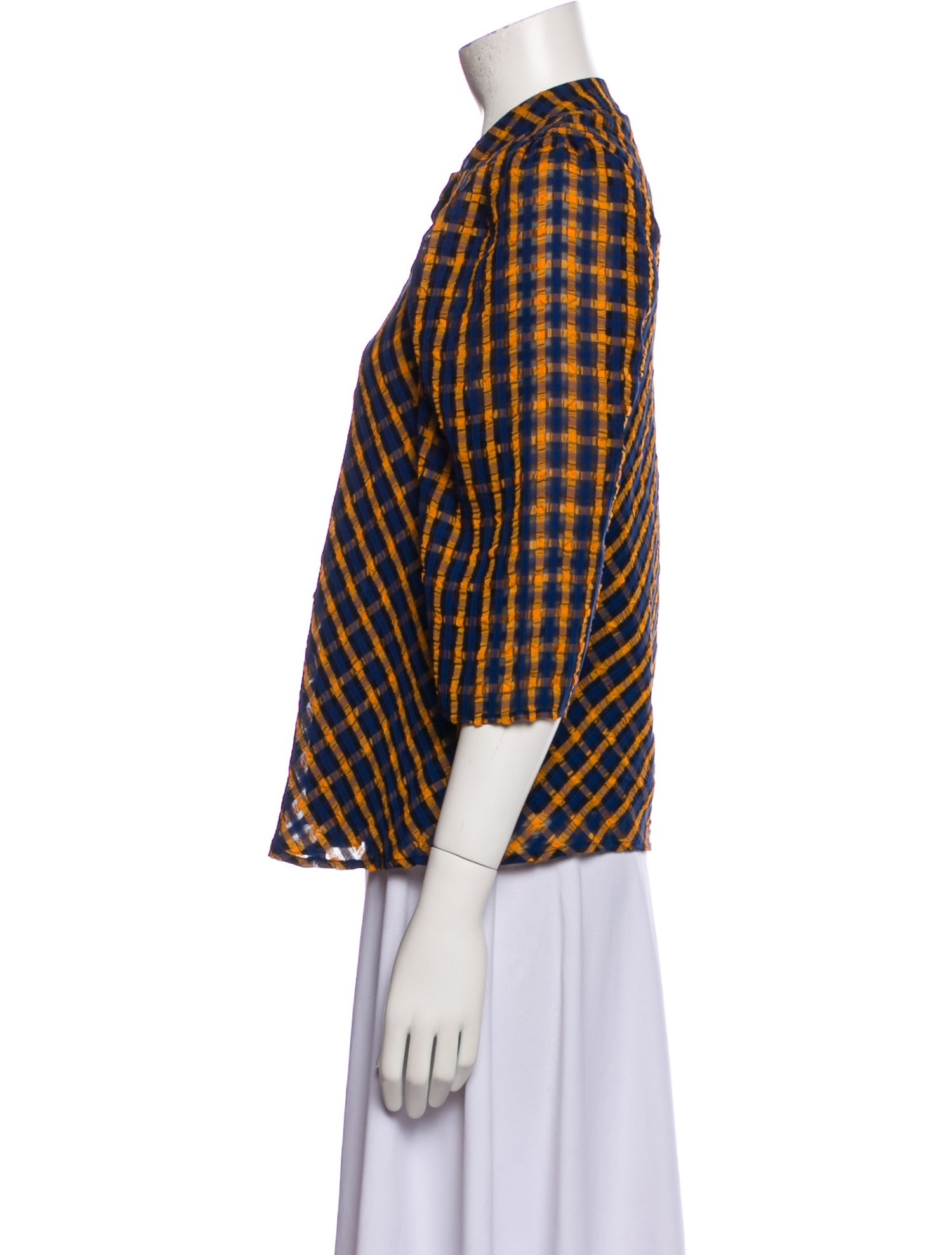 Eva Franco Printed Three-Quarter Sleeve Button-Up Top