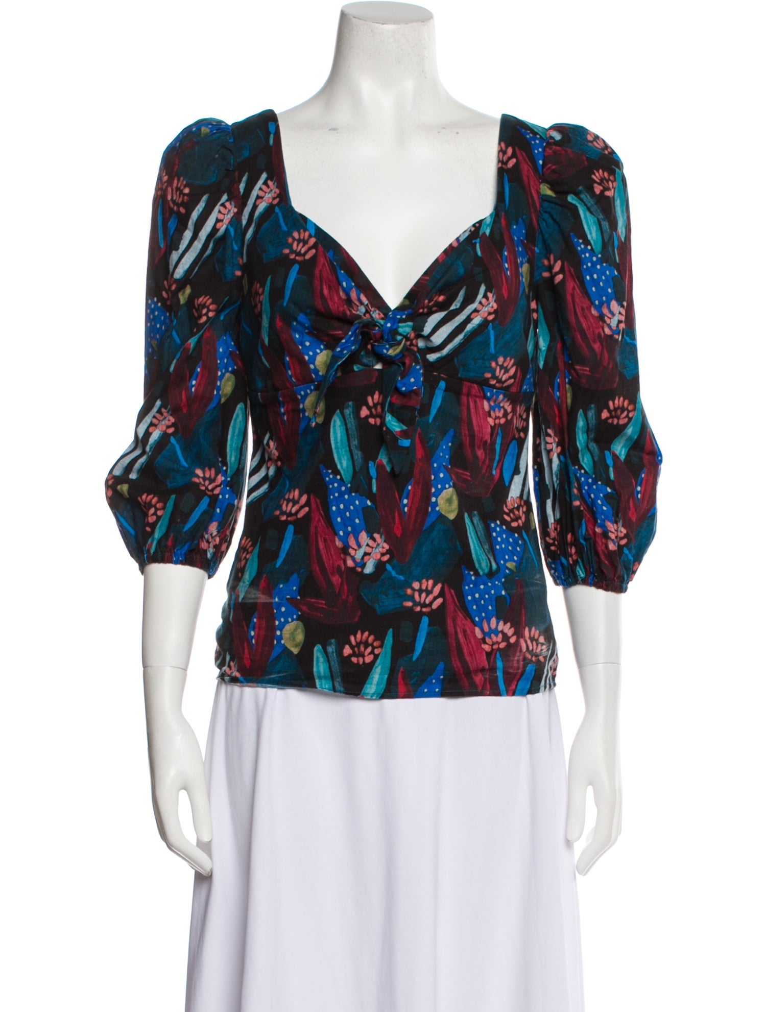 Eva Franco Printed V-Neck Blouse