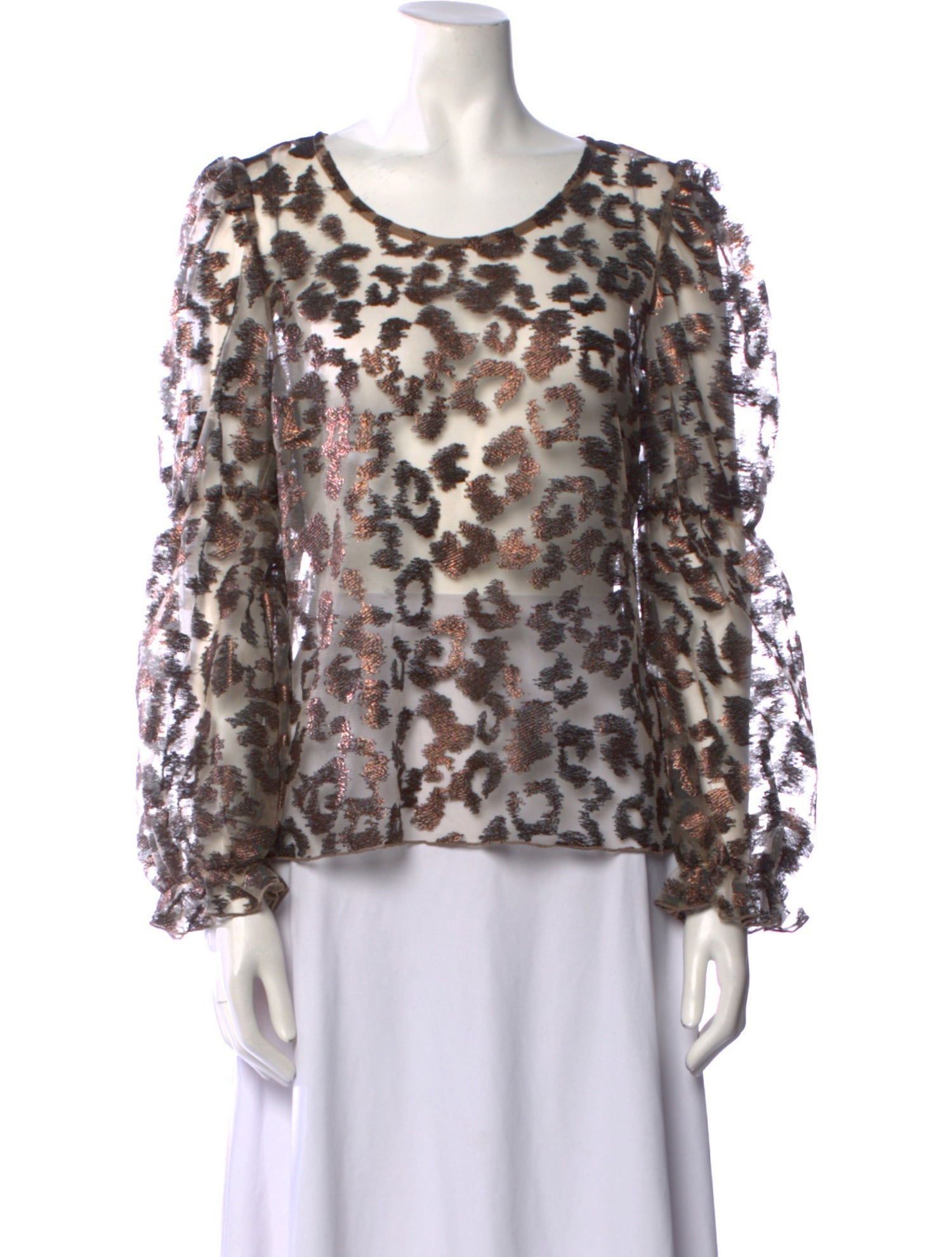 Eva Franco Animal Print Scoop Neck Blouse