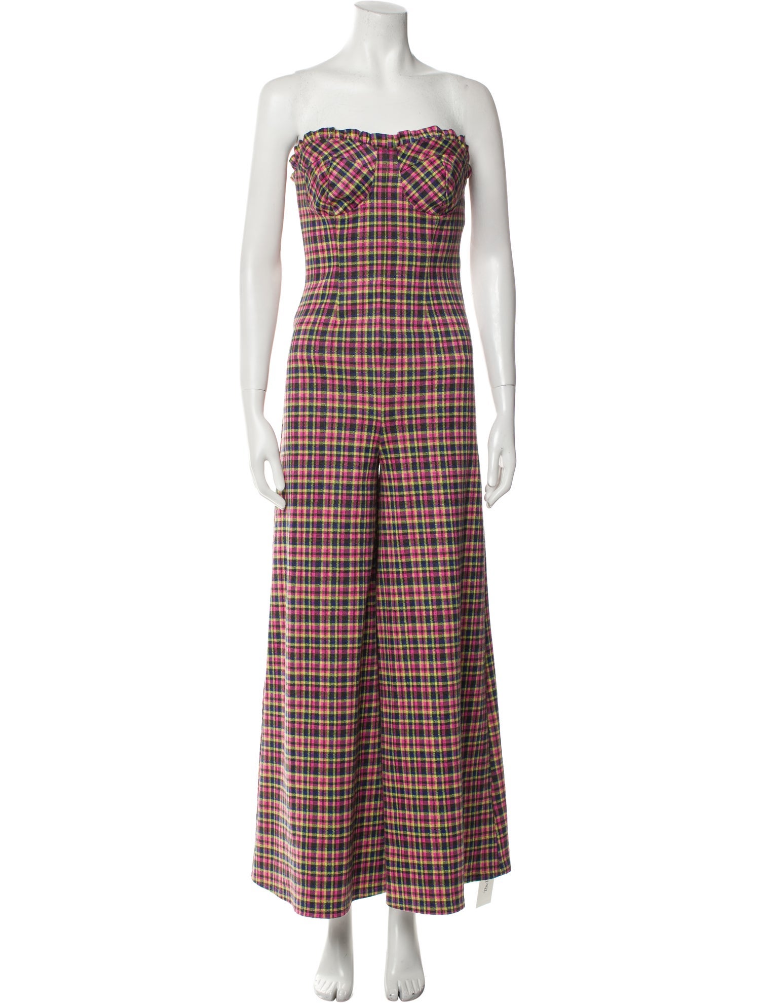 Eva Franco Plaid Print Strapless Jumpsuit
