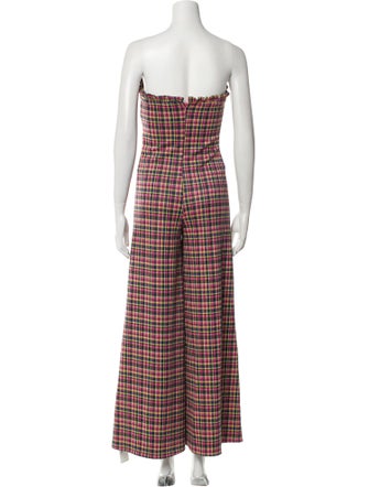 Eva Franco Plaid Print Strapless Jumpsuit
