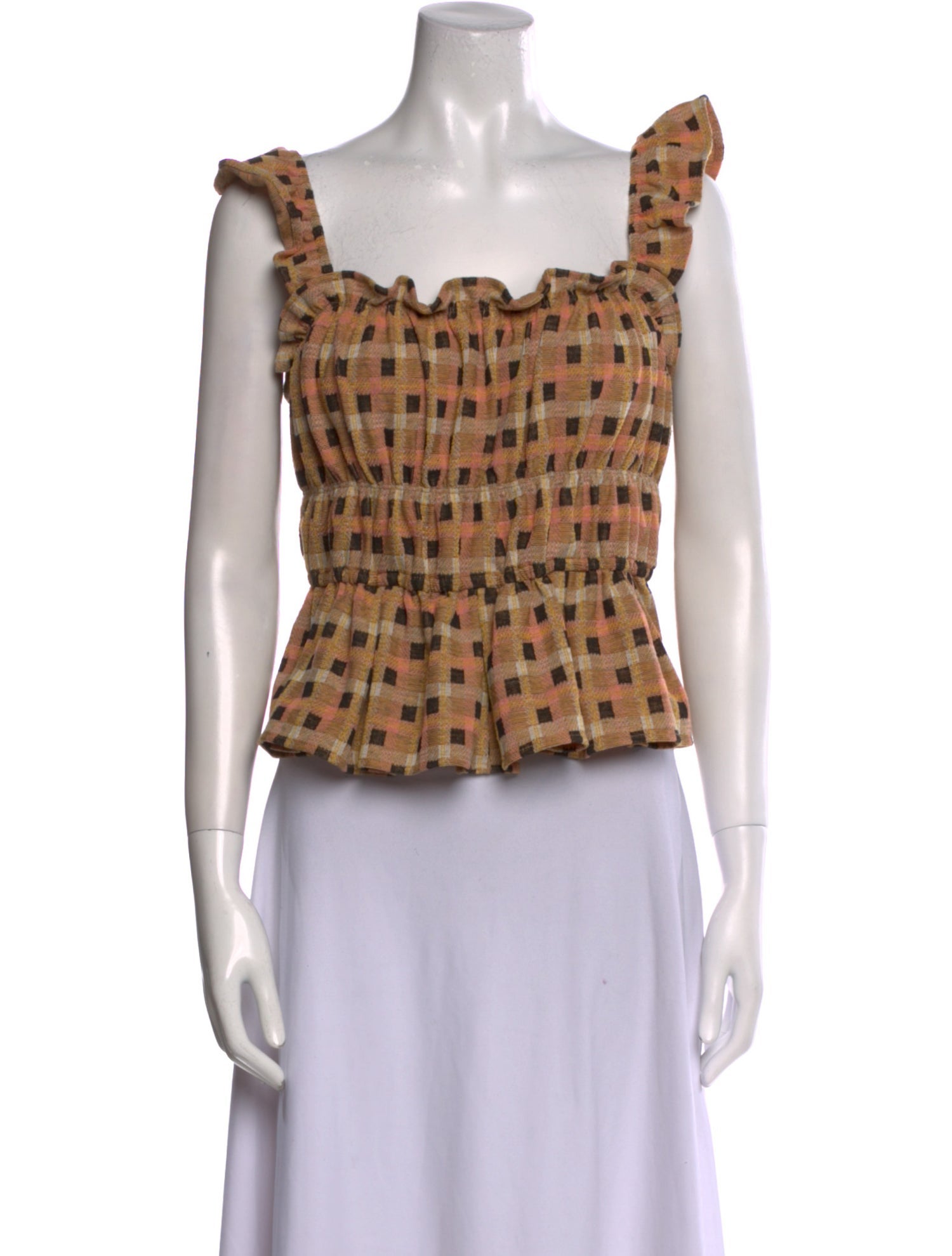 Eva Franco Printed Square Neckline Crop Top