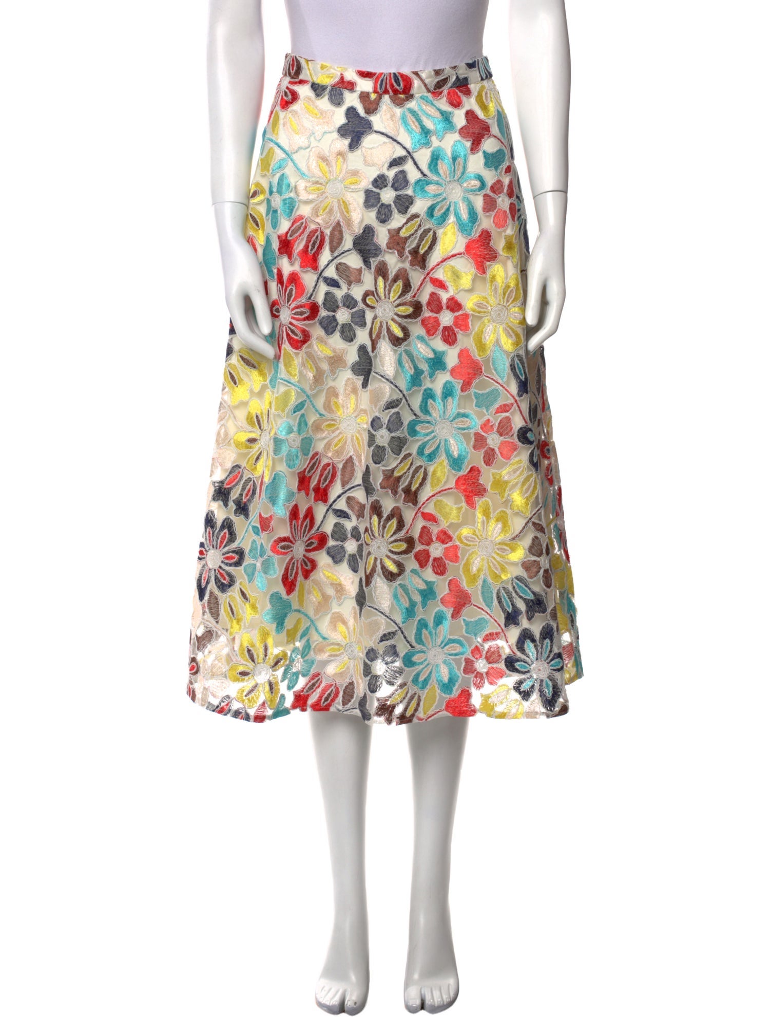 Eva Franco Floral Print Midi Length Skirt