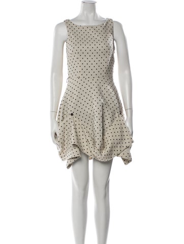 Pre-owned Eva Franco Polka Dot Print Mini Dress In Neutral