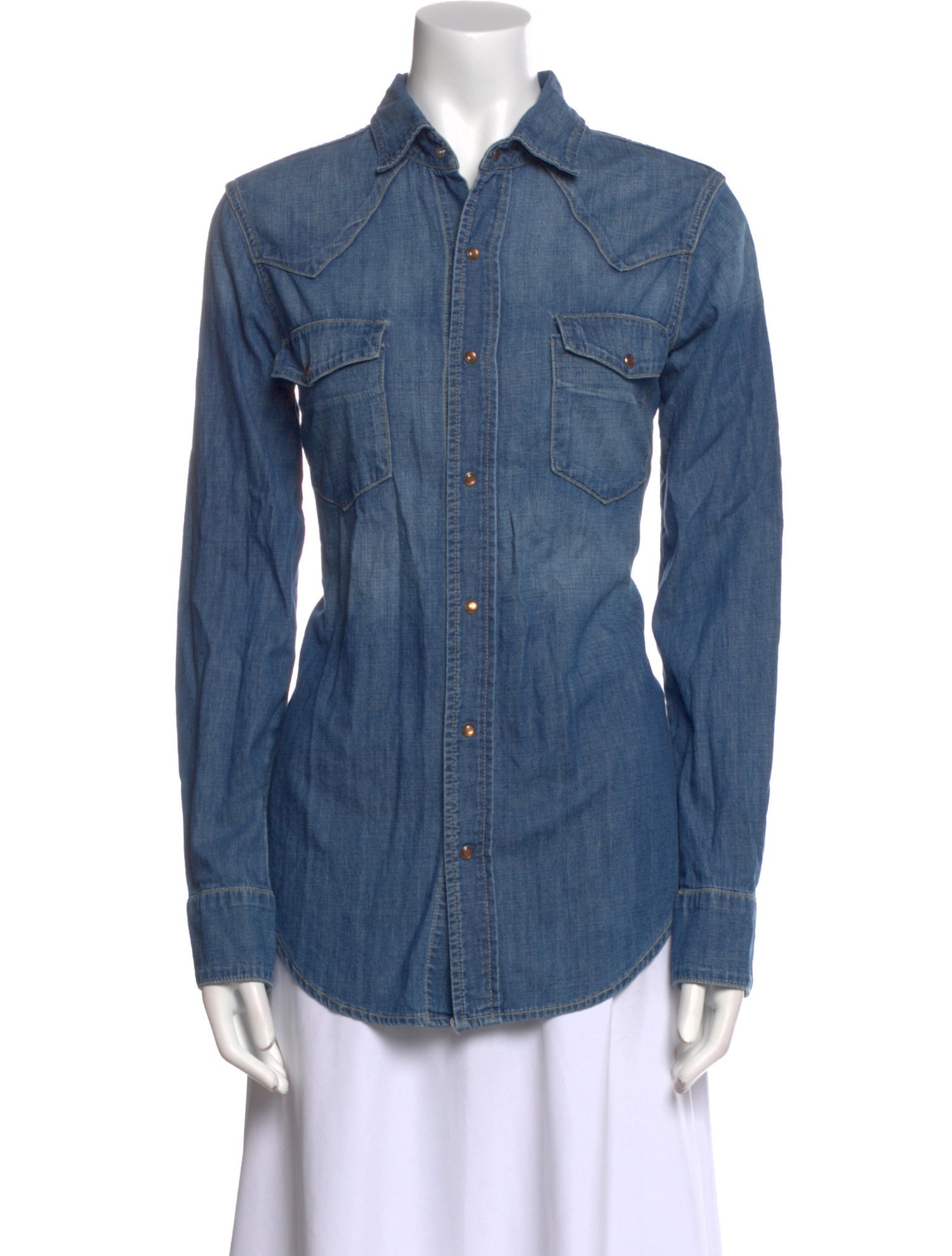 Eve Denim Long Sleeve Button-Up Top