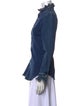 Eve Denim Mock Neck Long Sleeve Button-Up Top