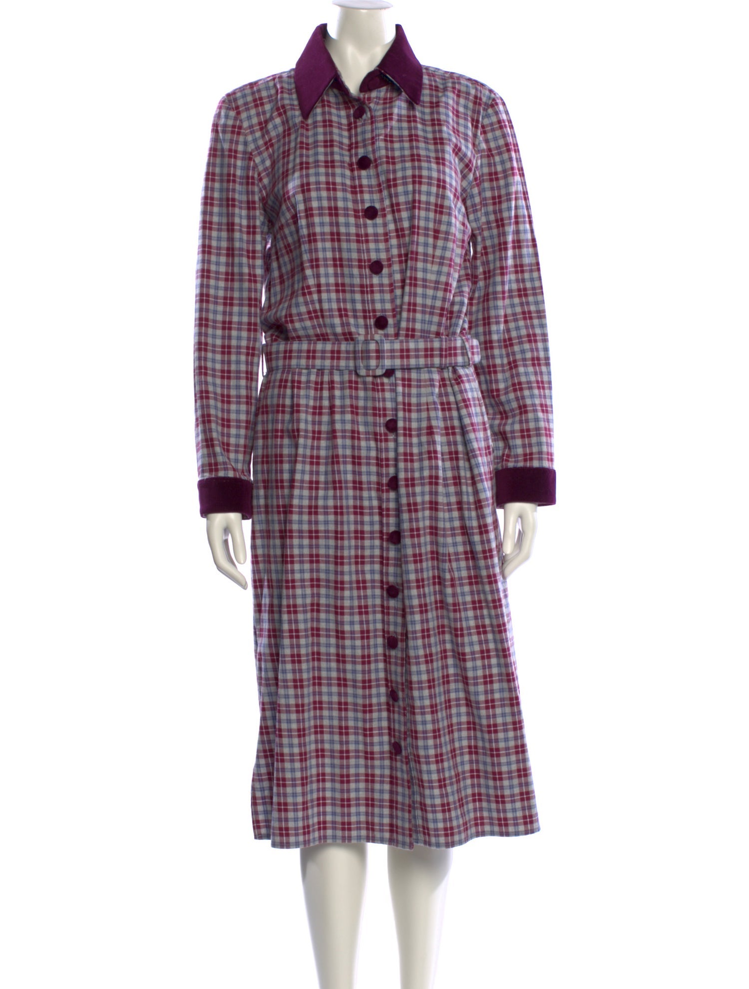 Evi Grintela Plaid Print Midi Length Dress