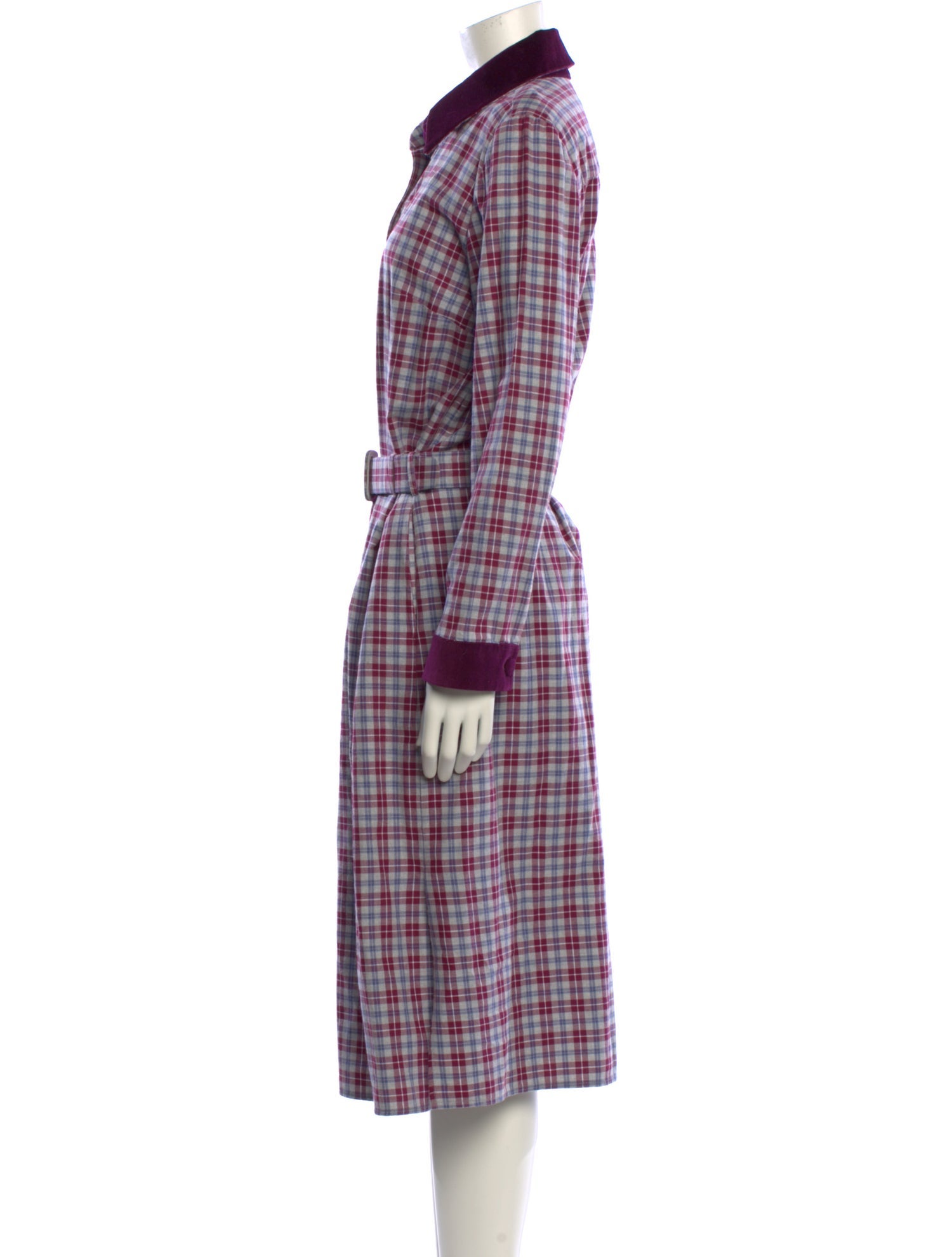 Evi Grintela Plaid Print Midi Length Dress
