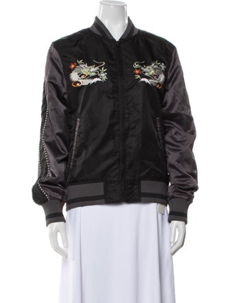 Evisu Nylon Graphic Print Bomber Jacket