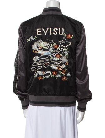 Evisu Nylon Graphic Print Bomber Jacket