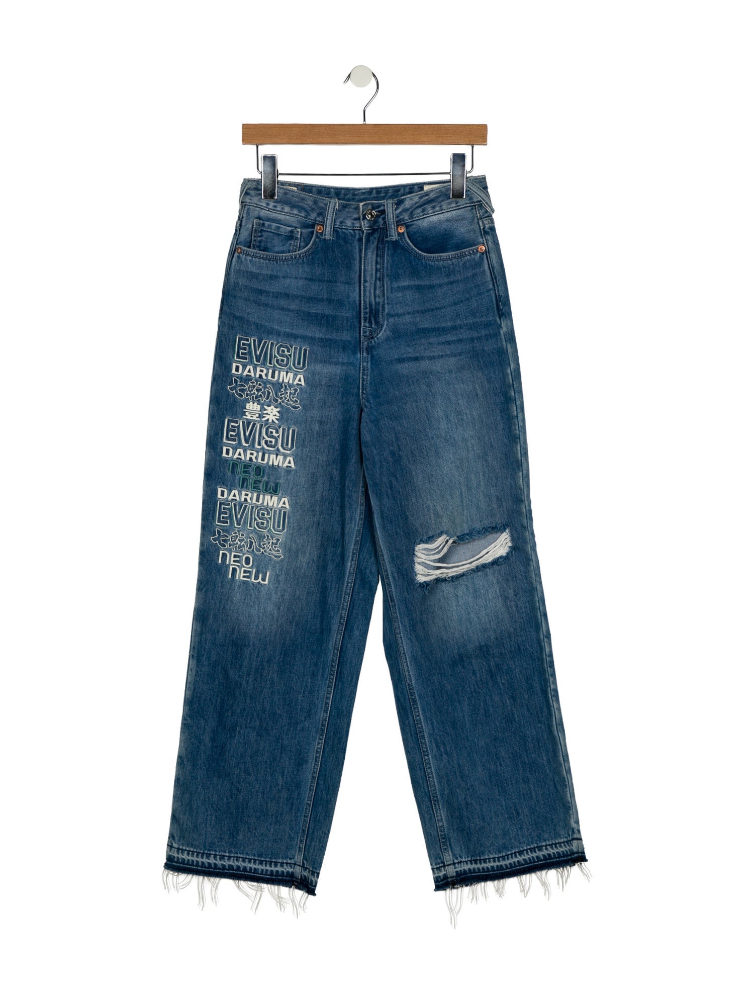 Evisu High-Rise Wide Leg Jeans