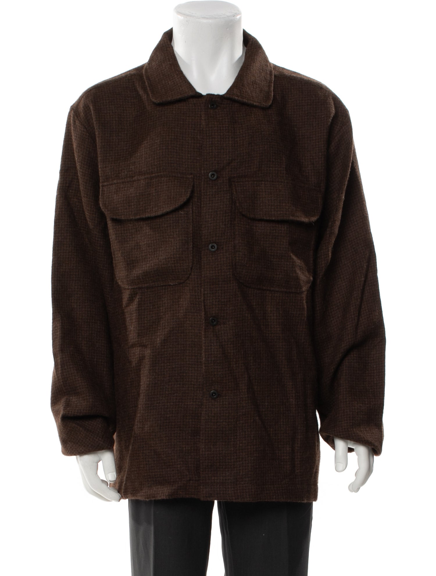 Evan Kinori Linen Houndstooth Print Trucker Jacket