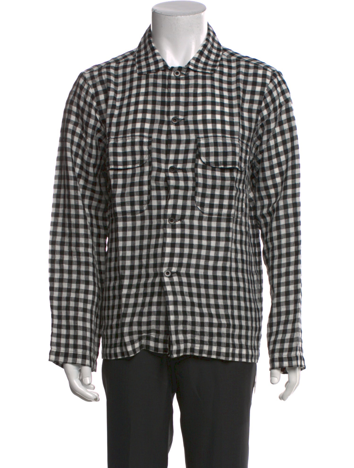 Evan Kinori Linen Plaid Print Shirt