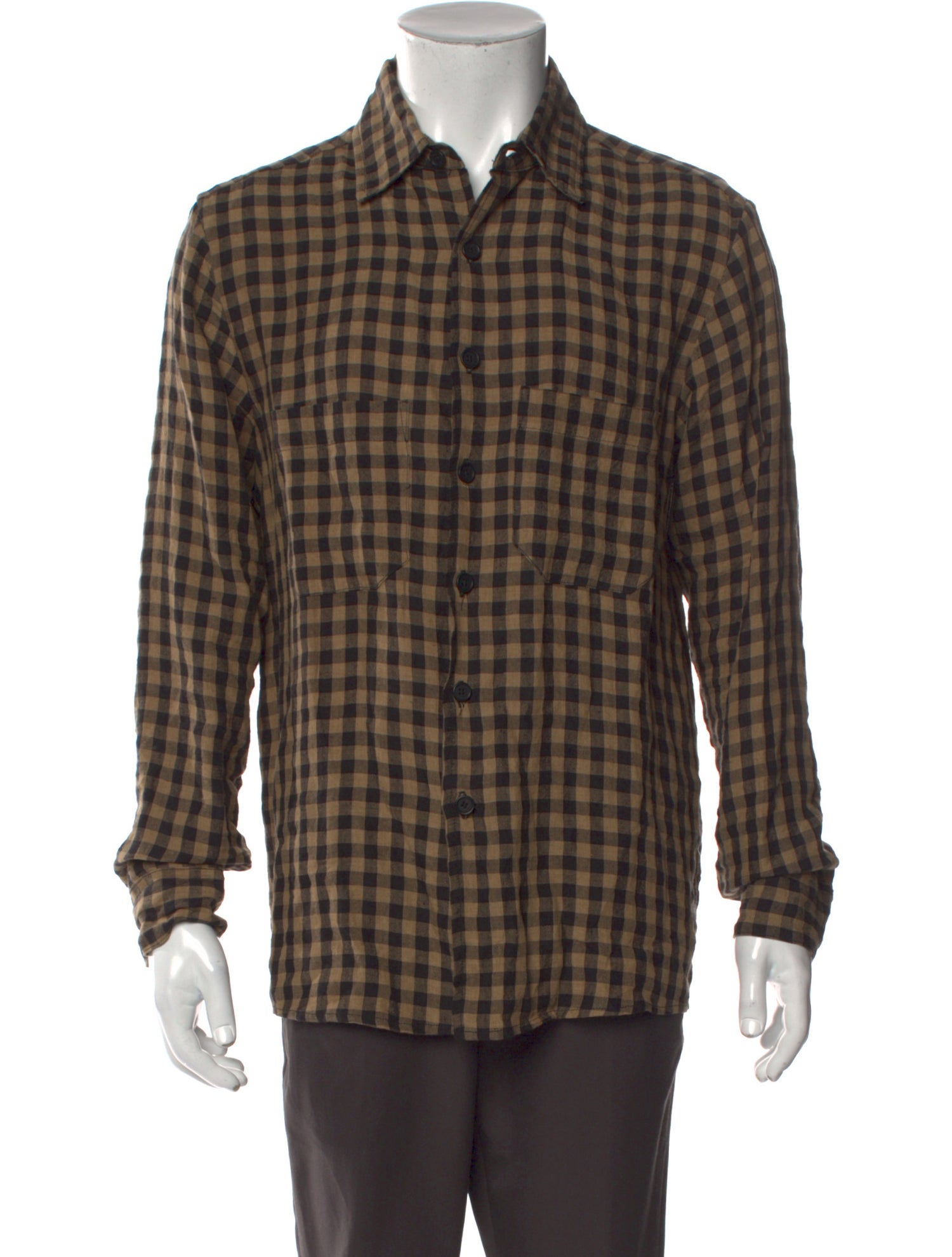 Evan Kinori Linen Plaid Print Shirt