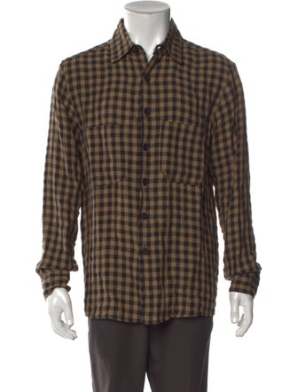Evan Kinori Linen Plaid Print Shirt