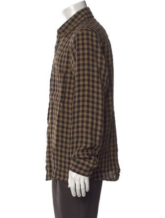 Evan Kinori Linen Plaid Print Shirt