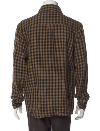 Evan Kinori Linen Plaid Print Shirt
