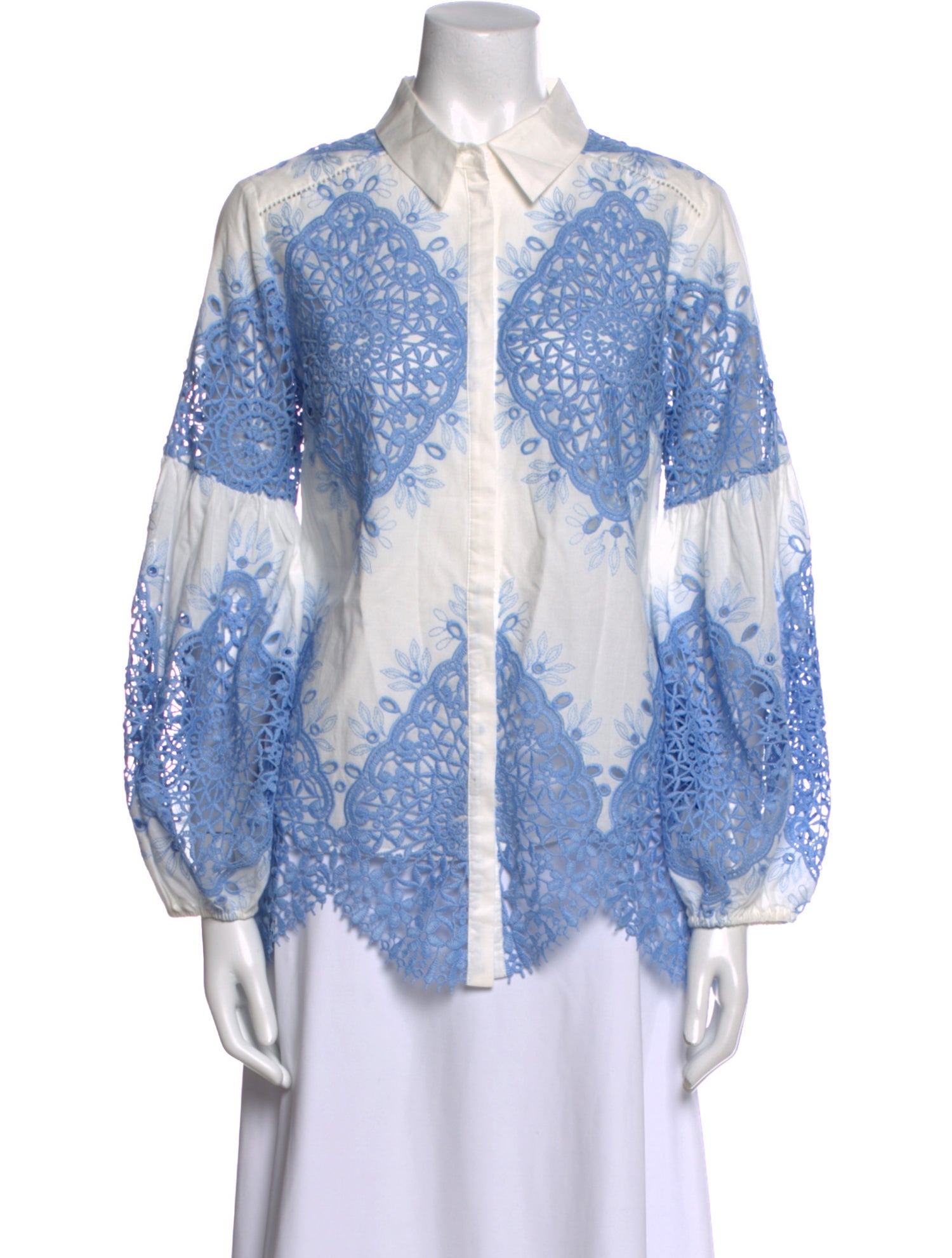 Evarae Printed Long Sleeve Button-Up Top