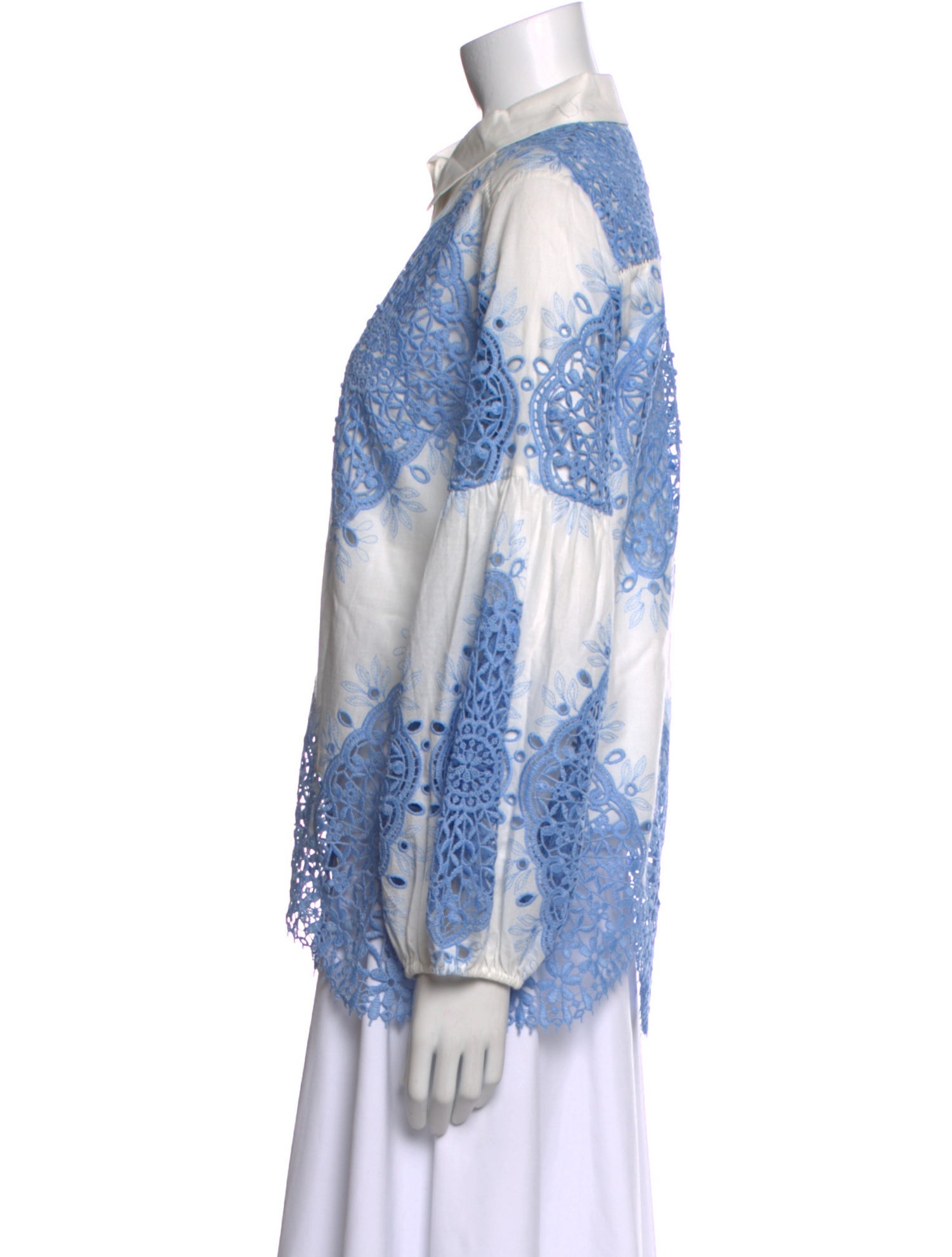 Evarae Printed Long Sleeve Button-Up Top