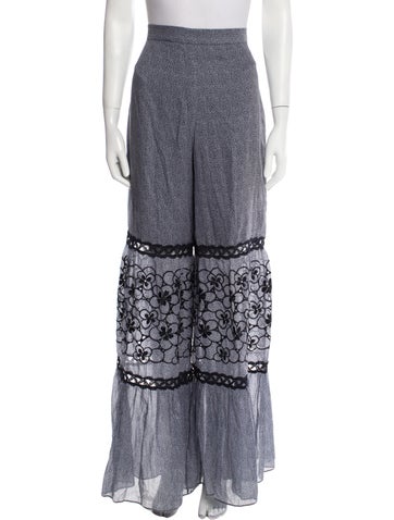 Alexis Pants Lace Pattern Wide Leg L