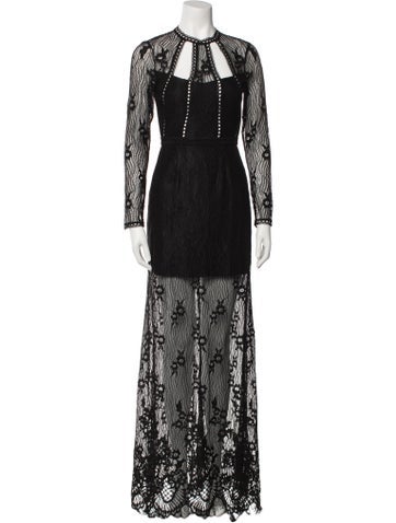 Alexis Dresses Lace Pattern Long Dress XS