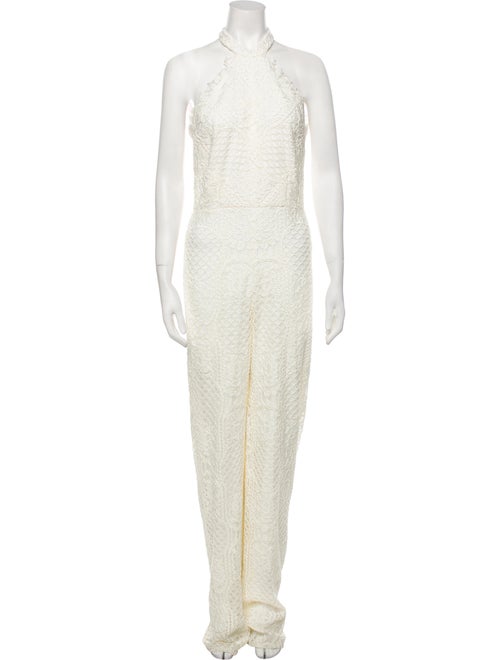 Alexis Lace Pattern Mock Neck Jumpsuit