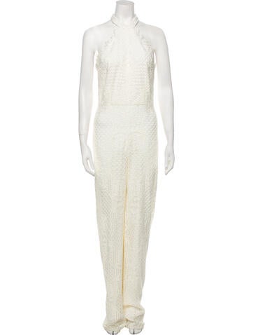 Alexis Jumpsuits and Rompers Lace Pattern Mock Neck Jumpsuit M