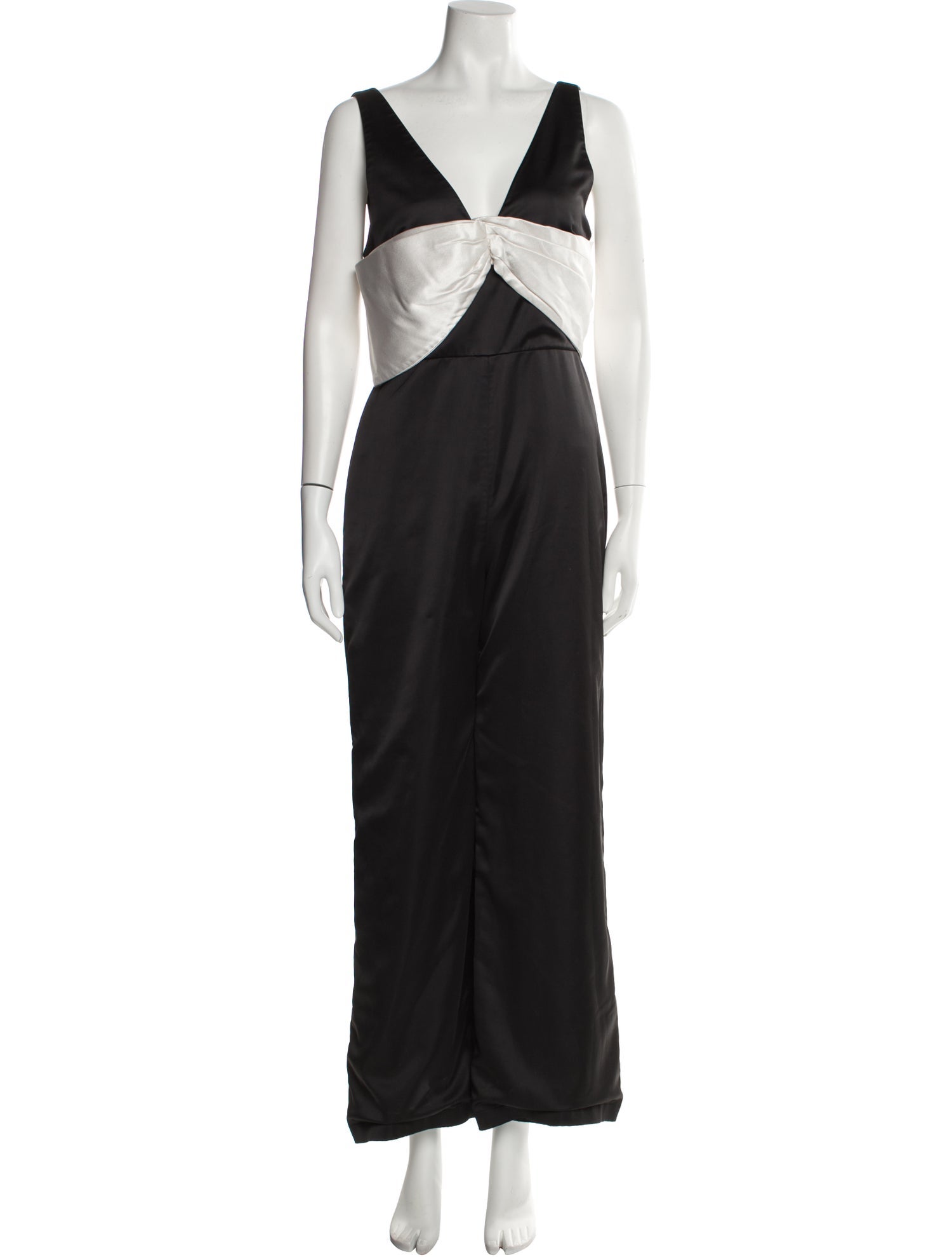 Alexis Colorblock Pattern Plunge Neckline Jumpsuit