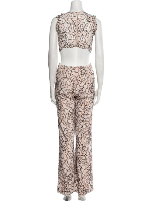 Alexis Lace Pattern Plunge Neckline Jumpsuit