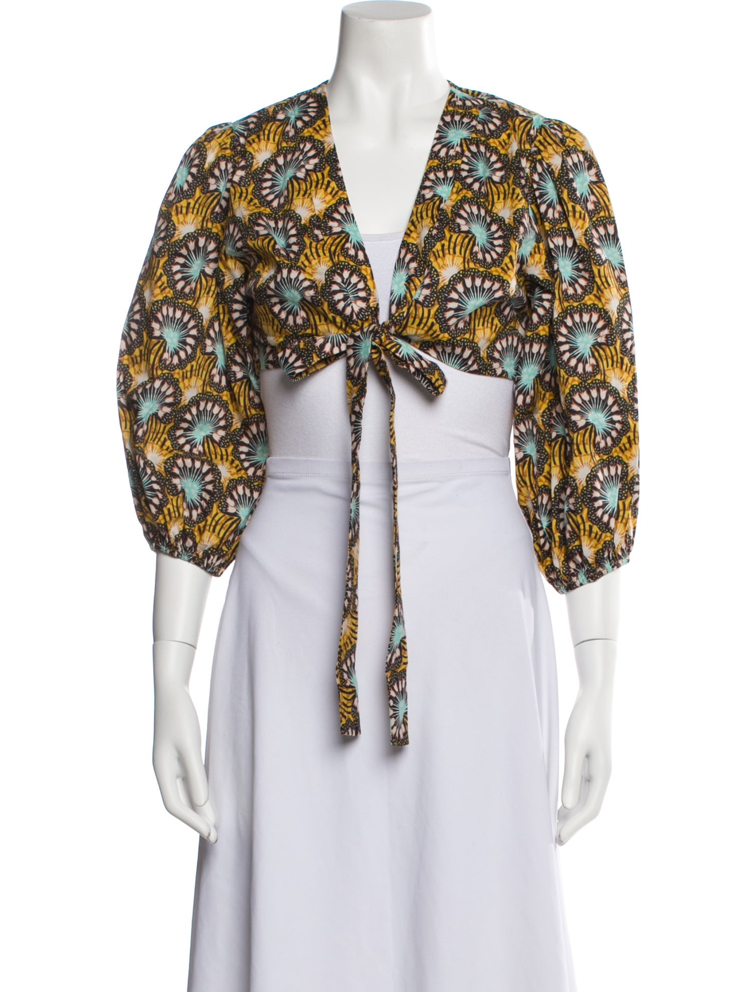 Alexis Printed Plunge Neckline Crop Top